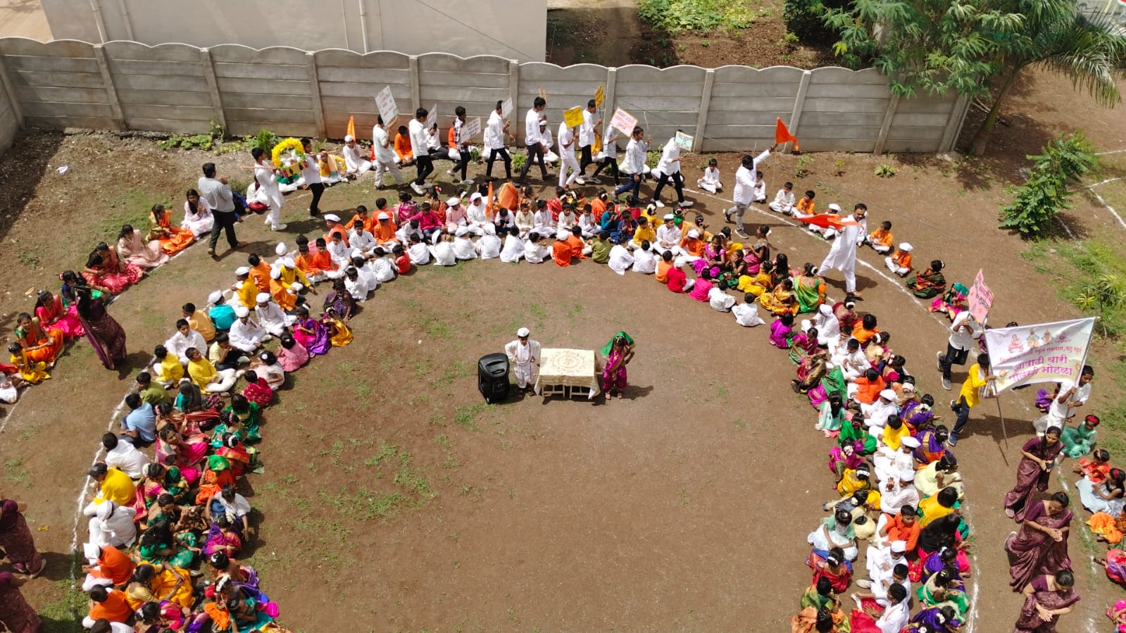 Students participating in morning assembly